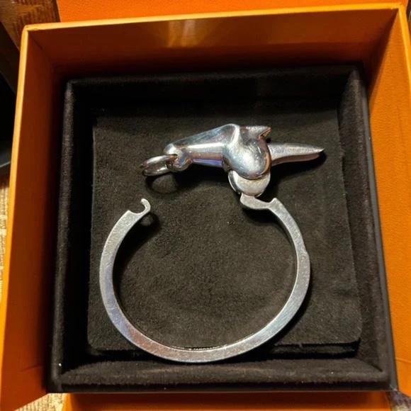 HERMES Galop Bracelet Small Model Sterling Silver sz LG Inner Circ. 6.5" - Picture 4 of 6